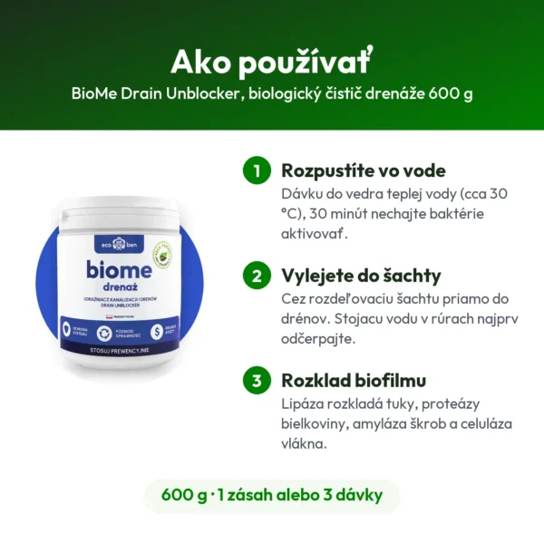 BioMe Drain Unblocker, biologický čistič drenáže 600 g