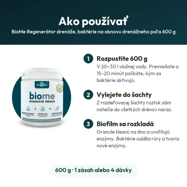BioMe Regenerátor drenáže, baktérie na obnovu drenážneho poľa 600 g