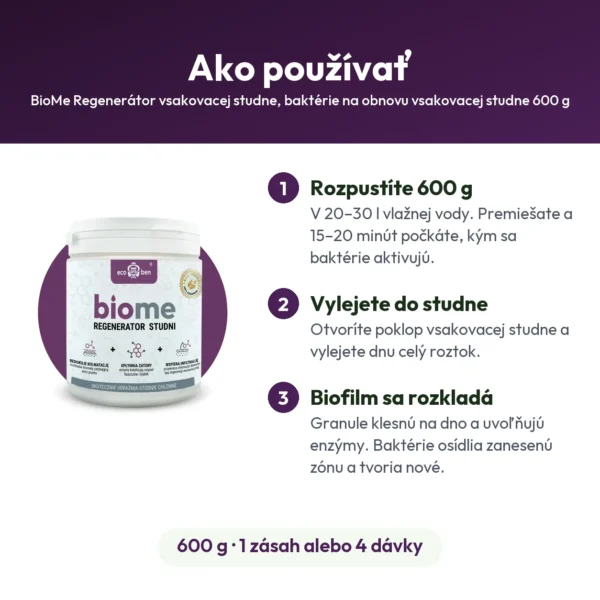 BioMe Regenerátor vsakovacej studne, baktérie na obnovu vsakovacej studne 600 g