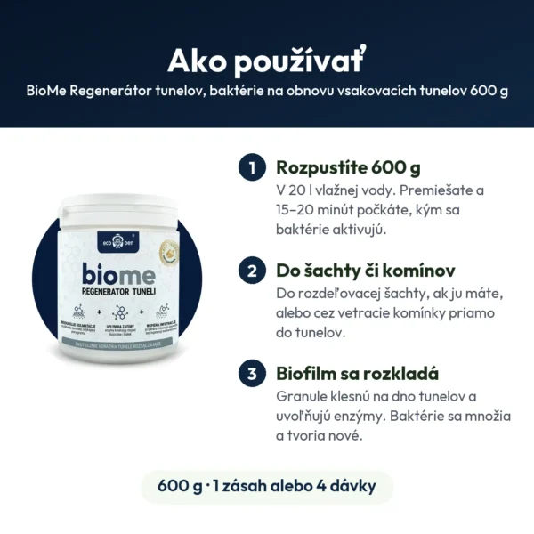 BioMe Regenerátor tunelov, baktérie na obnovu vsakovacích tunelov 600 g
